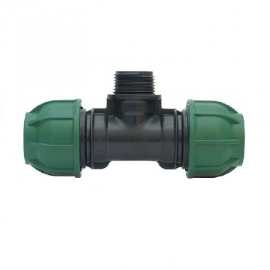 T-kus Connecto s vonkajším závitom 63x2”x63, T-kus Connecto s vonkajším závitom 63x2"x63 slúži na spájanie dvoch 63 mm HDPE hadí