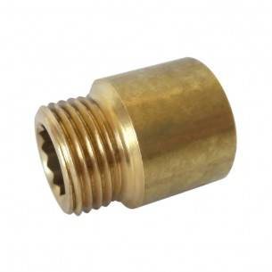 Predĺženie 3/4”x15 mm - mosadz, 
Mosadzné predĺženie 3/4"x15 mm slúži na predĺženie závitových spojok o 15 mm, alebo na spájanie